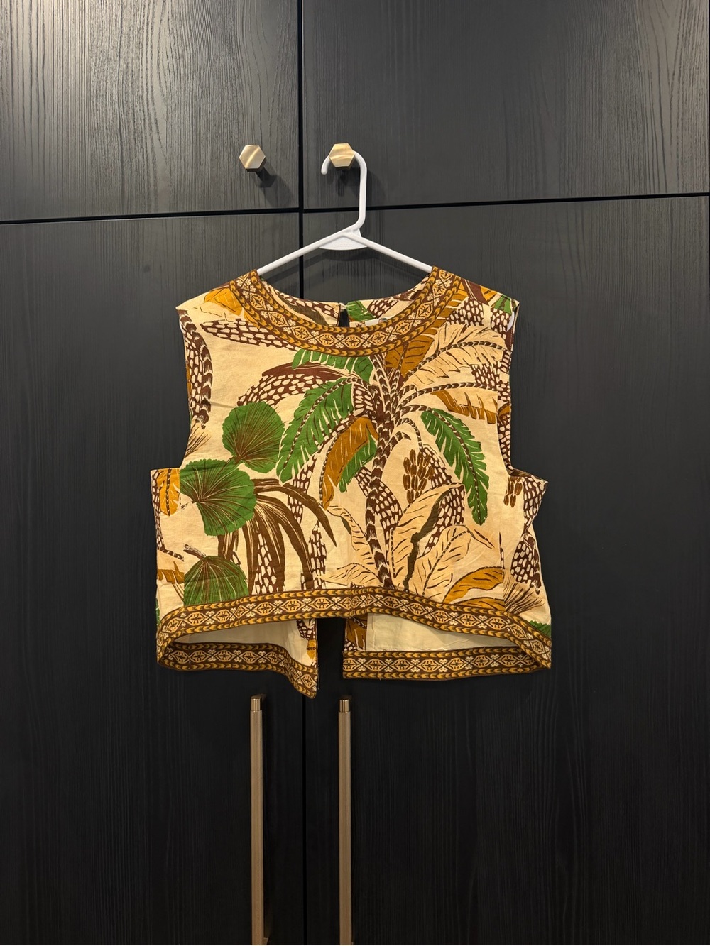 FARM Rio Girls Tropical Print Crop Top - Cream, Green & Yellow
